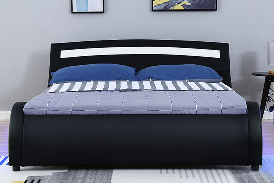 1188-1-2B Struttura letto imbottita moderna a LED in pelle PU