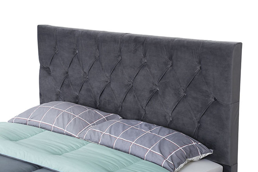 Struttura del letto contenitore imbottita con cassetto e base in legno Velvet King 1406D