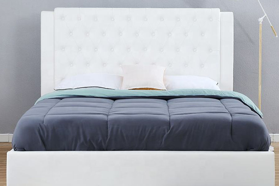 1398G Telaio per letto imbottito con contenitore imbottito all'ingrosso con struttura in legno e pelle bianca
