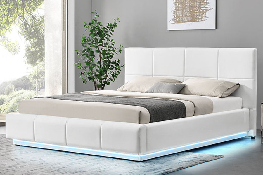1388G Telaio per letto imbottito imbottito King in tessuto LED concavo-ravine con ascensore a gas