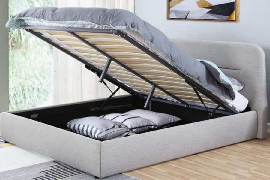 1388G Telaio per letto imbottito imbottito King in tessuto LED concavo-ravine con ascensore a gas