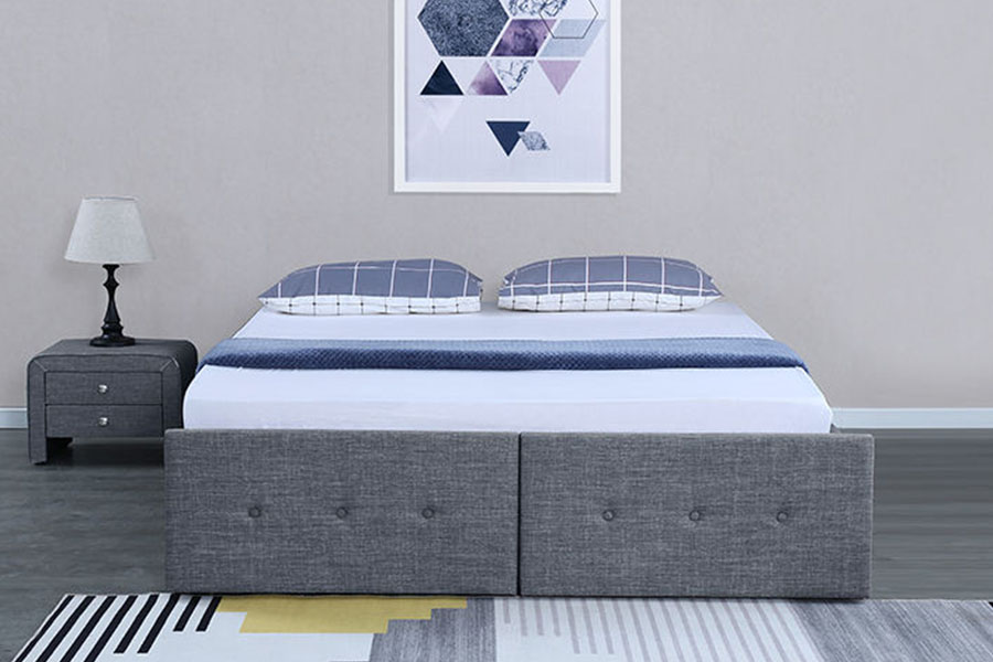 1326DG Struttura letto imbottita con cassetto portaoggetti Queen in tessuto stile pannello con sollevamento a gas