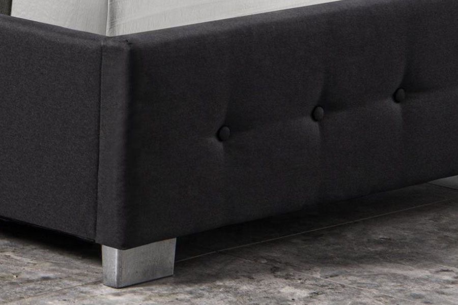 1286G Struttura per letto contenitore ottomana singola imbottita in legno massello con bottoni capitonné