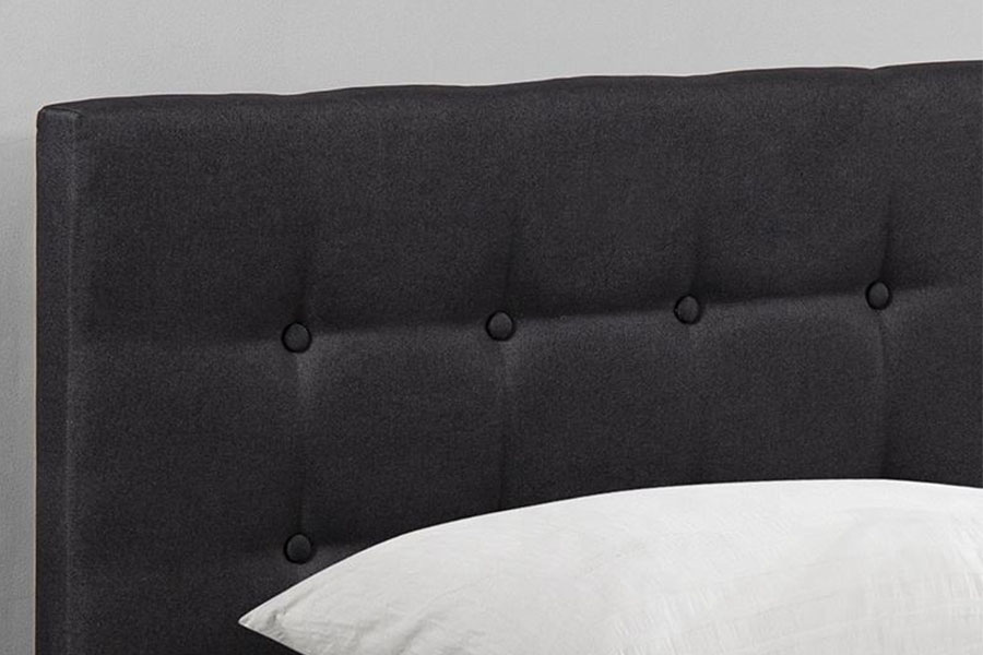 1286G Struttura per letto contenitore ottomana singola imbottita in legno massello con bottoni capitonné