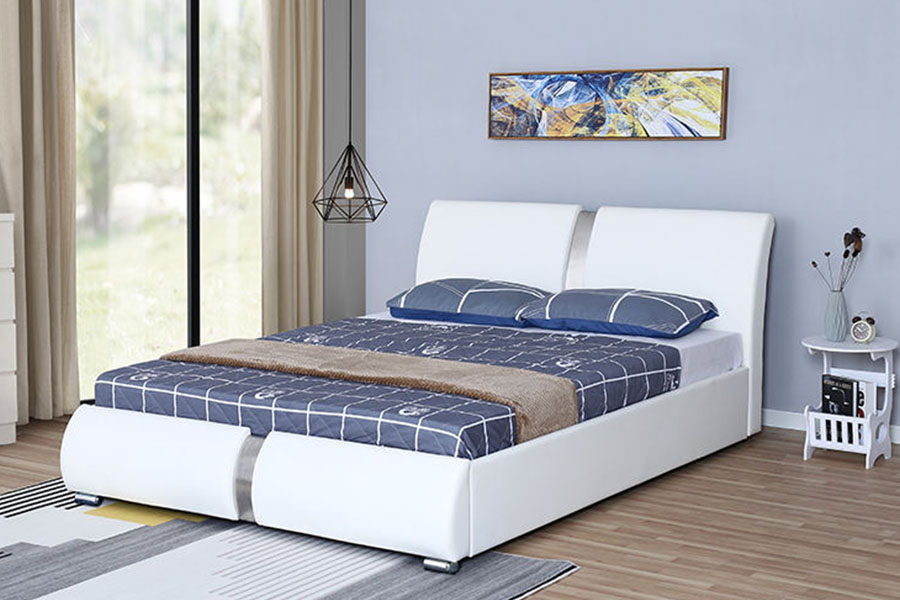 1285G Struttura letto imbottita con contenitore per camera da letto in ecopelle multi-dimensione