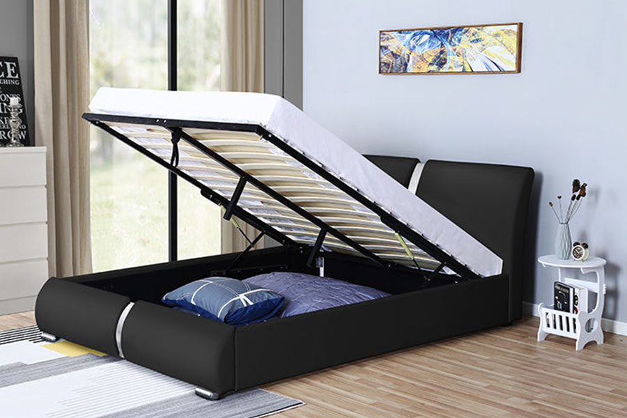 1285G Struttura letto imbottita con contenitore per camera da letto in ecopelle multi-dimensione
