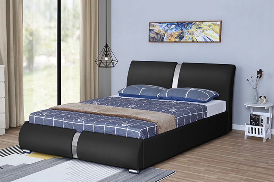 1285G Struttura letto imbottita con contenitore per camera da letto in ecopelle multi-dimensione