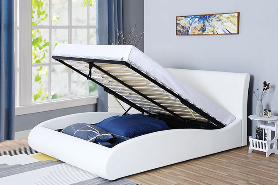 Struttura letto contenitore per camera da letto con testiera morbida in ecopelle con sollevamento a gas 1280G