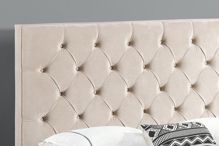 Struttura letto contenitore imbottita doppia ottomana con testiera in velluto 1250G