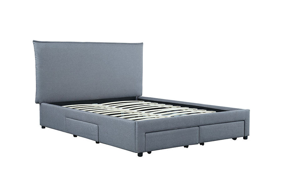 1243D Struttura letto contenitore Queen con base a cassetto in pelle PU senza molle